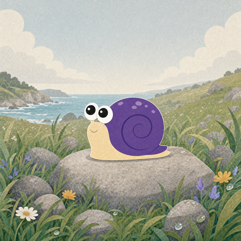 The purple-shelled snail.