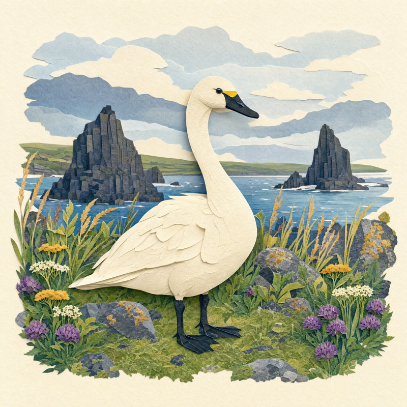 The cream-white great tundra swan.